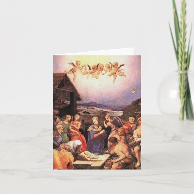 Cartes Pour Fêtes Annuelles Adoration - Shepherds and angels - Bronzino (Devant)