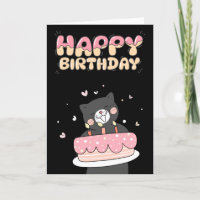 Aesthétique mignon 3D Noir heureux anniversaire sa