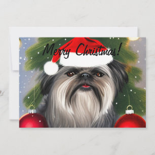 Cartes Pour Fêtes Annuelles Affenpinscher En Casquette de Noël Appartement de 