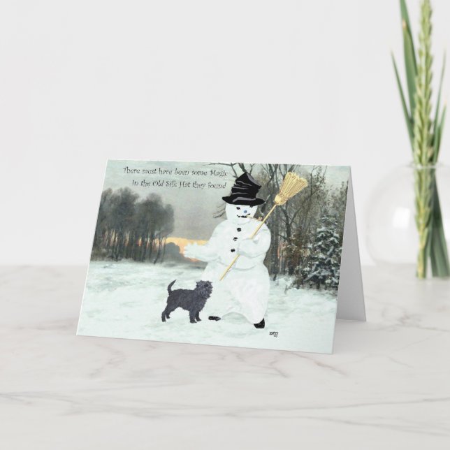 Cartes Pour Fêtes Annuelles Affenpinscher et Snowman (Devant)
