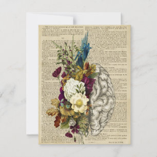Cartes Pour Fêtes Annuelles affiche d'anatomie du cerveau floral médical
