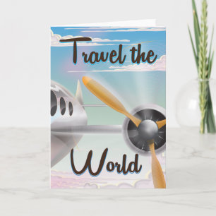 Cartes Pour Fêtes Annuelles Affiche d'avion classique Voyagez dans le monde