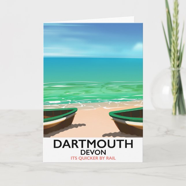Cartes Pour Fêtes Annuelles Affiche de plage de Dartmouth Devon (Devant)