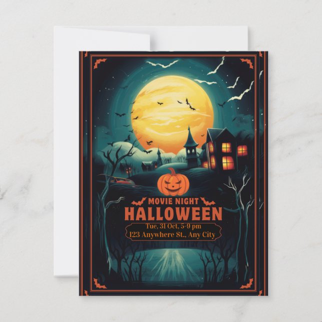 Cartes Pour Fêtes Annuelles Affiche de soirée cinéma Halloween (Devant)