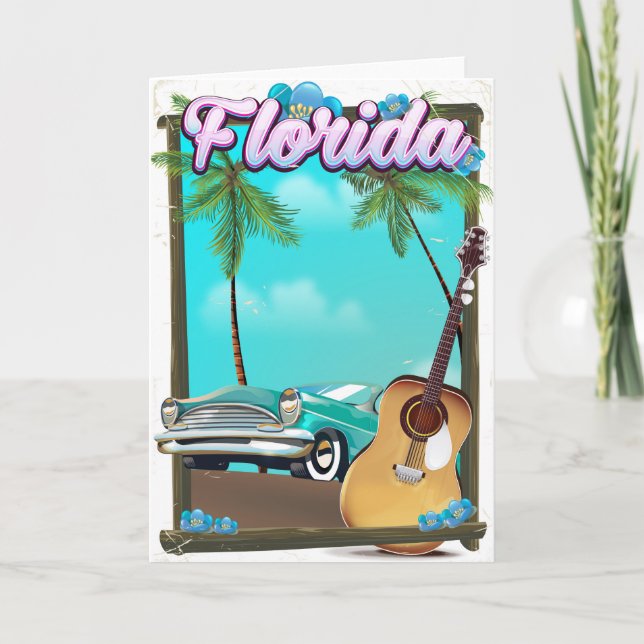 Cartes Pour Fêtes Annuelles Affiche de voyage de style Florida Retro (Devant)