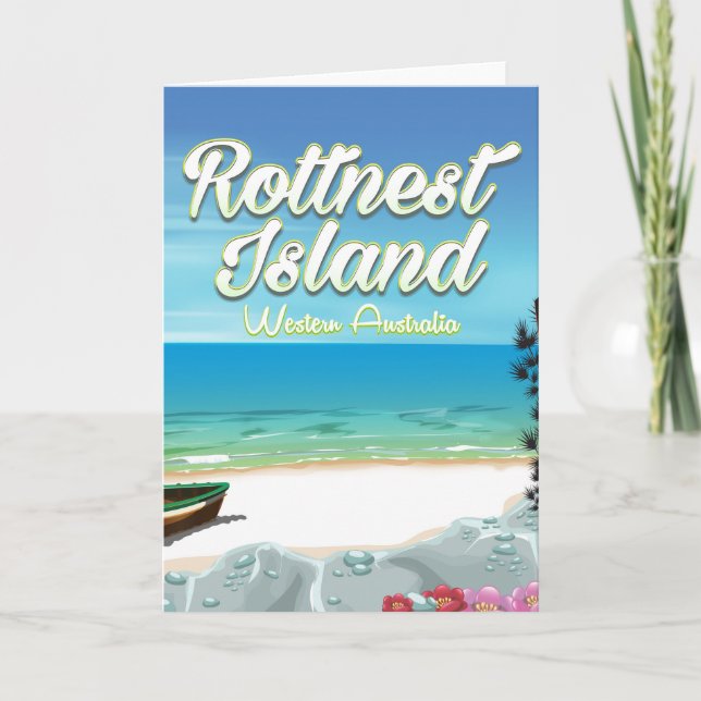 Cartes Pour Fêtes Annuelles Affiche de voyage océanique de Rottnest Island Aus (Devant)