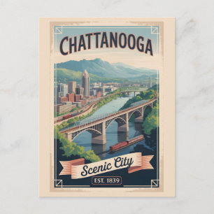 Cartes Pour Fêtes Annuelles Affiche de voyage rétro Chattanooga Tennessee