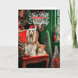 Cartes Pour Fêtes Annuelles Afghan Hound Christmas Dog Naughty or Nice