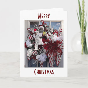 CARTES POUR FÊTES ANNUELLES AFRICAIN-AMÉRICAIN NOIR PÈRE NOËL WREATH