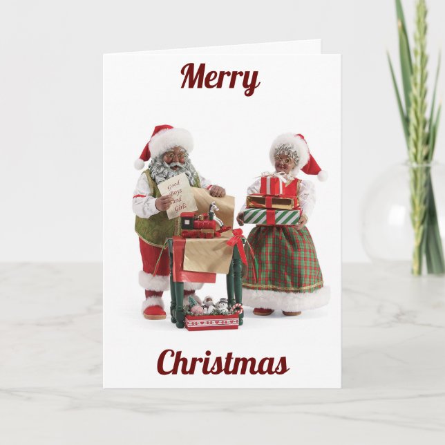 CARTES POUR FÊTES ANNUELLES AFRICAIN AMERICAN PÈRE NOËL ET MRS. CLAUS WISHES (Devant)