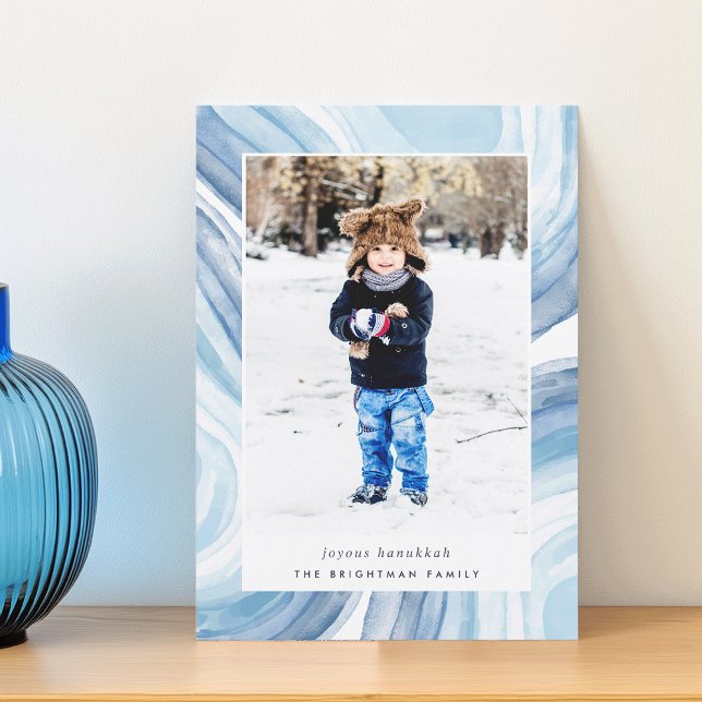 Cartes Pour Fêtes Annuelles Agate glacée | Hanoukka Photo (Créateur téléchargé)