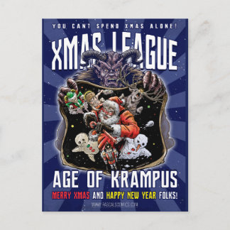 Cartes Pour Fêtes Annuelles Âge de ligue de Noël de Krampus