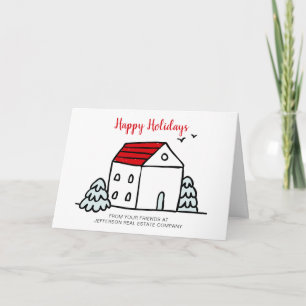 Cartes Pour Fêtes Annuelles Agence immobilière de maison d'hiver mignonne