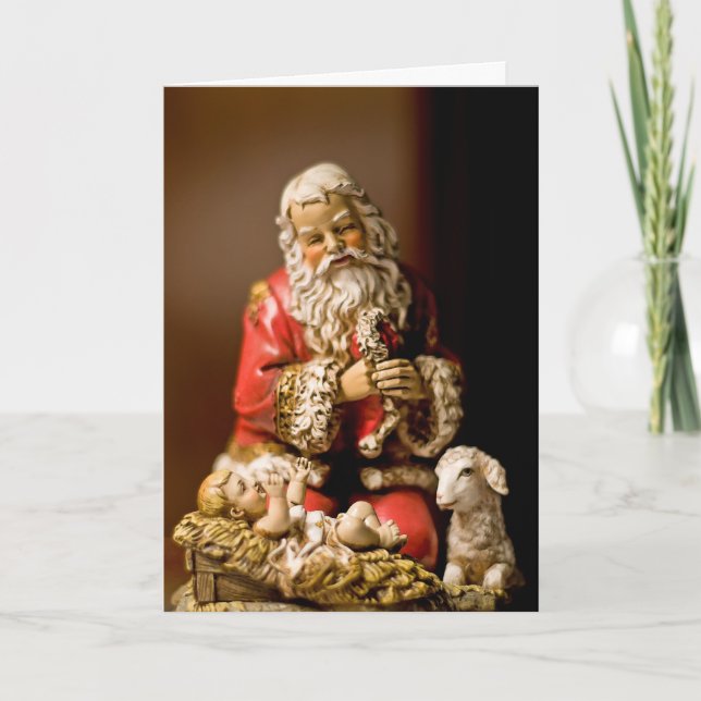 Cartes Pour Fêtes Annuelles Agenouillement Père Noël (Devant)
