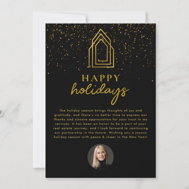 Cartes Pour Fêtes Annuelles Agent immobilier Realtor Noël Joyeux vacances (Devant)