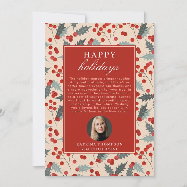 Cartes Pour Fêtes Annuelles Agent immobilier Realtor Noël Joyeux vacances (Devant)