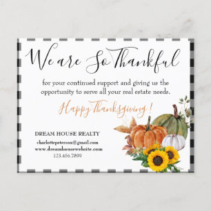 Cartes Pour Fêtes Annuelles Agent immobilier rustique Thanksgiving  