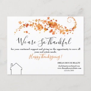 Cartes Pour Fêtes Annuelles Agent immobilier Thanksgiving