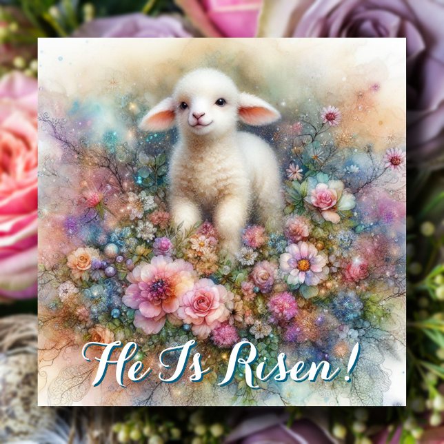 Cartes Pour Fêtes Annuelles Agneau Aquarelle Pastel Cute Pastel Religieux Pâqu (Créateur téléchargé)