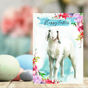 Cartes Pour Fêtes Annuelles Agneau blanc Joyeux voeux de Pâques