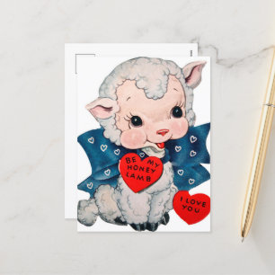 Cartes Pour Fêtes Annuelles Agneau rétro vintage Valentine