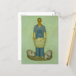 Cartes Pour Fêtes Annuelles Agriculteur avec cochons et maïs par Grant Wood