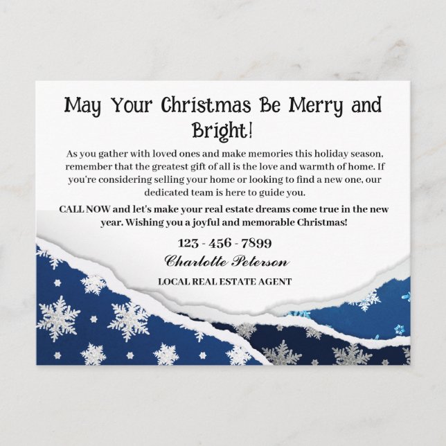 Cartes Pour Fêtes Annuelles Agriculture immobilière de Noël personnalisée (Devant)