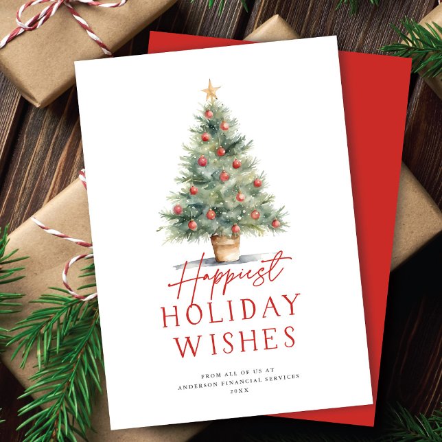 Cartes Pour Fêtes Annuelles Agritourisme Aquarelle Arbre de Noël non photo (Créateur téléchargé)