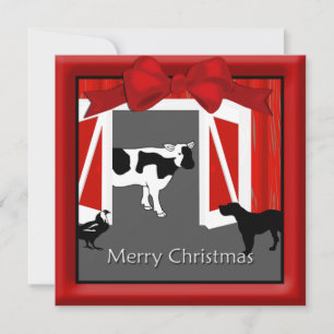 Cartes Pour Fêtes Annuelles Agritourisme ferme Grange Animaux Noël Salutation