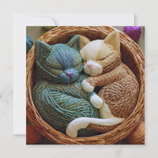 Cartes Pour Fêtes Annuelles AI Yarn Cat (Devant)