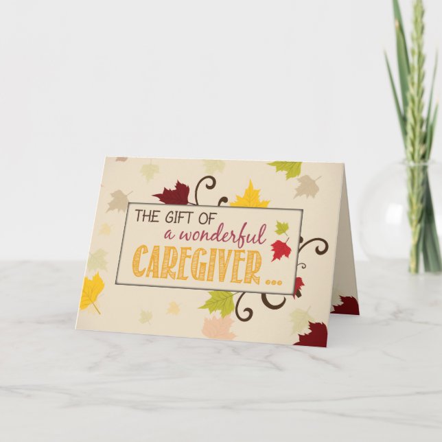 Cartes Pour Fêtes Annuelles Aide à la carrière Thanksgiving Cadeau Leaves auto (Devant)