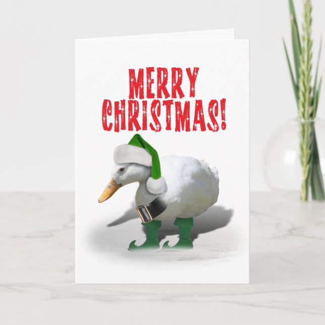 Cartes Pour Fêtes Annuelles Aide de Noël Duck Elf (Devant)