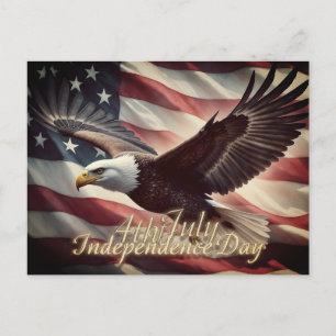 Cartes Pour Fêtes Annuelles Aigle du 4 juillet avec drapeau américain