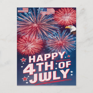 Cartes Pour Fêtes Annuelles Aigle majestueux 4 juillet feu d'artifice