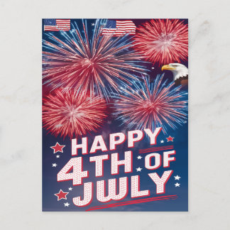 Cartes Pour Fêtes Annuelles Aigle majestueux 4 juillet feu d'artifice
