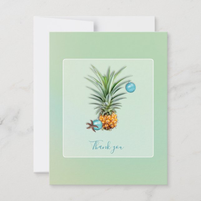 Cartes Pour Fêtes Annuelles Aiguille hawaïenne Noël Merci plat (Devant)