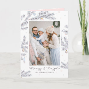 Cartes Pour Fêtes Annuelles Aiguilles de pin givré Pastel Joyeux & Bright Phot