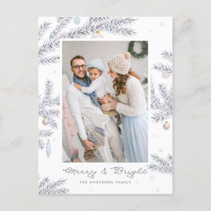 Cartes Pour Fêtes Annuelles Aiguilles de pin givré Pastel Joyeux & Bright Phot