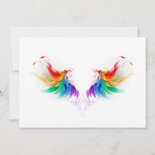 Cartes Pour Fêtes Annuelles Ailes fluffy arc-en-ciel