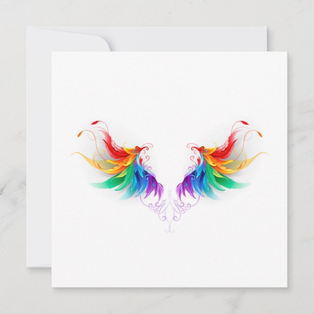 Cartes Pour Fêtes Annuelles Ailes fluffy arc-en-ciel (Devant)
