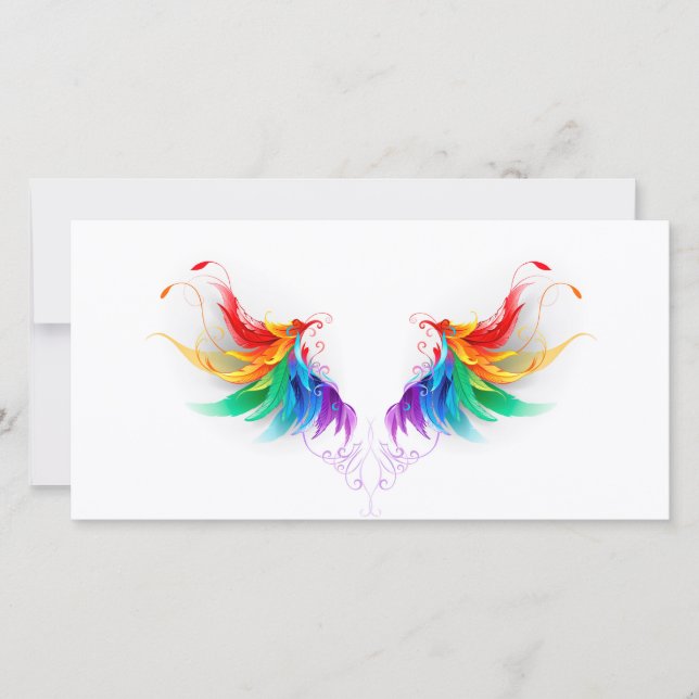 Cartes Pour Fêtes Annuelles Ailes fluffy arc-en-ciel (Devant)