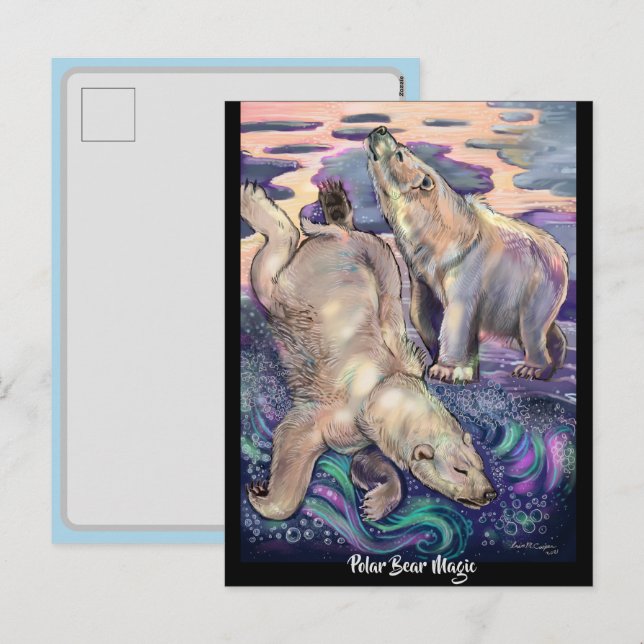 Cartes Pour Fêtes Annuelles Aimant magique de l'ours polaire (Devant / Derrière)