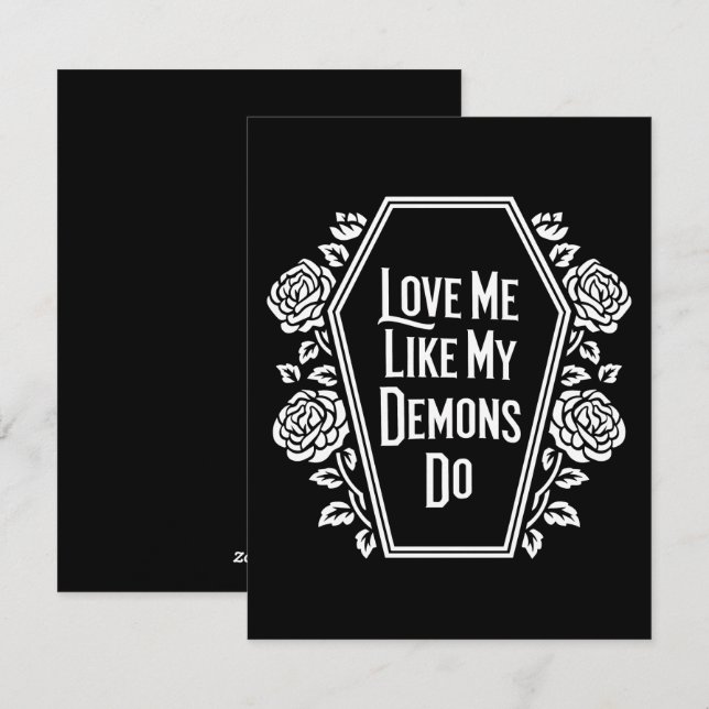 Cartes Pour Fêtes Annuelles Aime-moi comme mes démons le font Sombre  (Devant / Derrière)