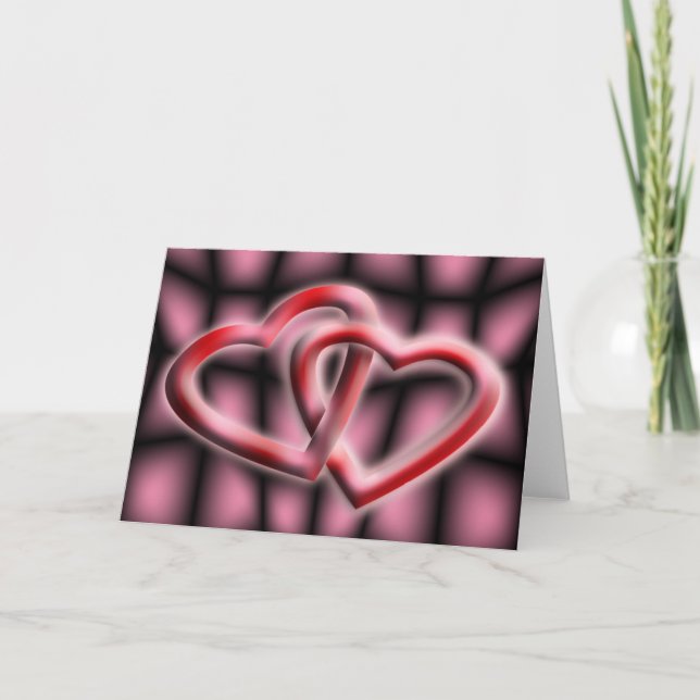 Cartes Pour Fêtes Annuelles Aimer Deux Coeurs Intervinés Valentines Blank Insi (Devant)