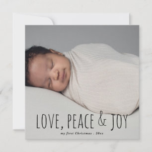 Cartes Pour Fêtes Annuelles Aimer la paix et la joie   Première photo de bébé 