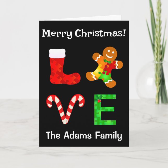 Cartes Pour Fêtes Annuelles Aimer l'autisme Noël (Devant)