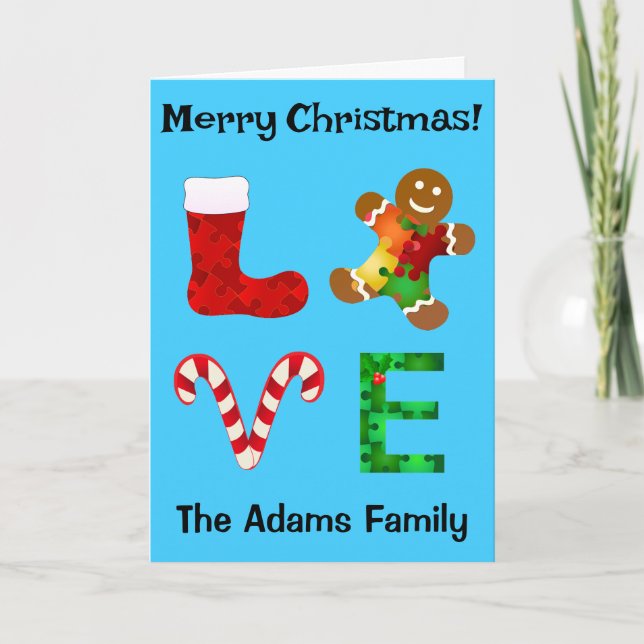 Cartes Pour Fêtes Annuelles Aimer l'autisme Noël (Devant)