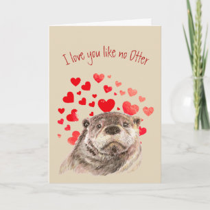 Cartes Pour Fêtes Annuelles Aimer Vous n'aimez pas Otter Fun Mignonne Otter An