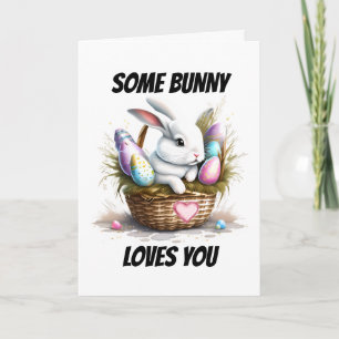 Cartes Pour Fêtes Annuelles Aimez-vous mignon lapin blanc jeu de lapin heureux
