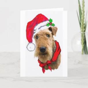 Cartes Pour Fêtes Annuelles Airedale À Santa Hat